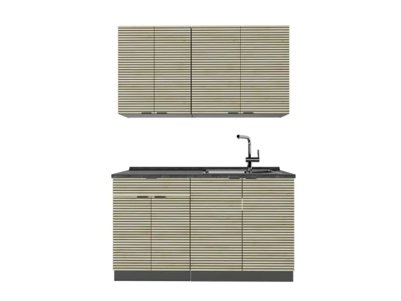 Vicco Fame-Line Singleküche Eiche Paneel/Anthrazit 140 cm AP Anthrazit ohne E-Geräte< Single-Küchen|Einbauküchen