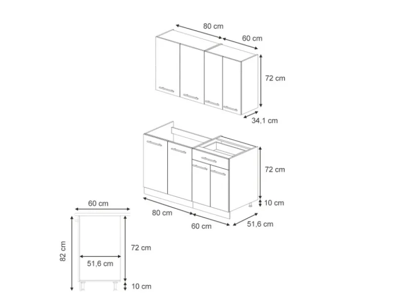 Vicco Fame-Line Singleküche Eiche Paneel/Anthrazit 140 cm AP Anthrazit ohne E-Geräte< Single-Küchen|Einbauküchen
