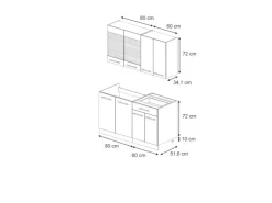 Vicco Fame-Line Singleküche Hochglanz/Goldkraft Eiche 140 cm AP Eiche ohne E-Geräte< Single-Küchen|Einbauküchen