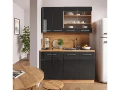 Clearance Vicco Fame-Line Singleküche /Goldkraft Eiche 140 cm ohne Arbeitsplatte ohne E-Geräte Anthrazit Hochglanz