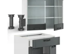 Single-Küchen<Vicco Fame-Line Singleküche Anthrazit Landhaus/Weiß 140 cm AP Anthrazit ohne E-Geräte