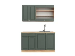 Single-Küchen<Vicco Fame-Line Singleküche -Gold Landhaus/Goldkraft Eiche 140 cm AP Eiche ohne E-Geräte