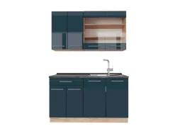Vicco Fame-Line Singleküche Hochglanz/Goldkraft Eiche 140 cm AP Anthrazit ohne E-Geräte< Single-Küchen|Einbauküchen
