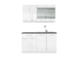 Clearance Vicco Fame-Line Singleküche Hochglanz/ 140 cm AP Anthrazit ohne E-Geräte Weiß