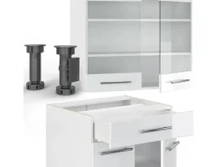 Clearance Vicco Fame-Line Singleküche Hochglanz/ 140 cm AP Anthrazit ohne E-Geräte Weiß