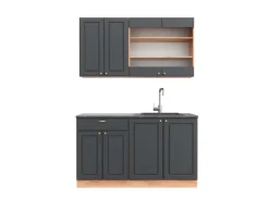 Vicco Fame-Line Singleküche Anthrazit Landhaus/Goldkraft Eiche 140 cm AP Anthrazit ohne E-Geräte< Single-Küchen|Einbauküchen
