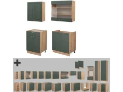 Single-Küchen|Einbauküchen<Vicco Fame-Line Singleküche -Gold Landhaus/Goldkraft Eiche 140 cm ohne Arbeitsplatte ohne E-Geräte