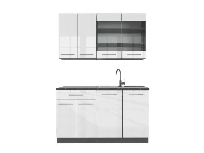 Single-Küchen<Vicco Fame-Line Singleküche /Anthrazit 140 cm AP Anthrazit ohne E-Geräte