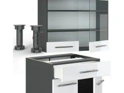 Single-Küchen<Vicco Fame-Line Singleküche /Anthrazit 140 cm AP Anthrazit ohne E-Geräte