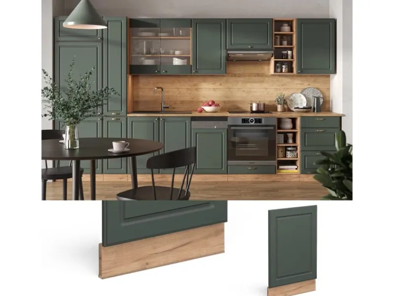 Einbauküchen<Vicco Frontblende Fame-Line Grün-Gold Landhaus/Goldkraft Eiche 45 cm ohne Arbeitsplatte