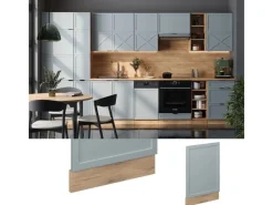 Outlet Vicco Frontblende Fame-Line Hellblau-grau 45 cm ohne Arbeitsplatte mit Goldkraft Eiche Korpus Hellblaugrau