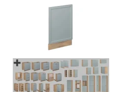 Outlet Vicco Frontblende Fame-Line Hellblau-grau 45 cm ohne Arbeitsplatte mit Goldkraft Eiche Korpus Hellblaugrau