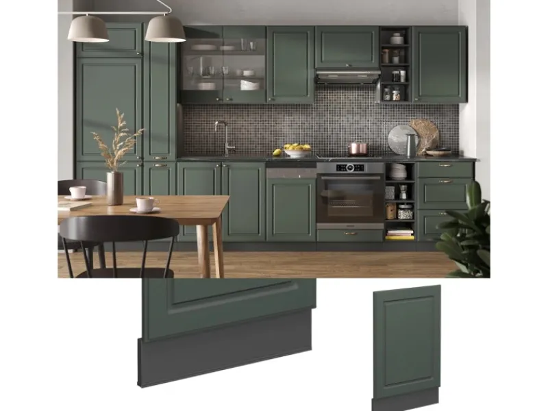 Clearance Vicco Frontblende Fame-Line Grün-Gold Landhaus/Anthrazit 45 cm ohne Arbeitsplatte Dunkelgrün