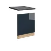 Vicco Frontblende Fame-Line Geschirrspüler Fronttür Dunkelblau Hochglanz 60 cm AP Anthrazit mit Goldkraft Eiche Korpus