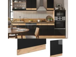 Vicco Frontblende Fame-Line Schwarz-Eiche Hochglanz/Goldkraft Eiche 60 cm ohne Arbeitsplatte< Einbauküchen