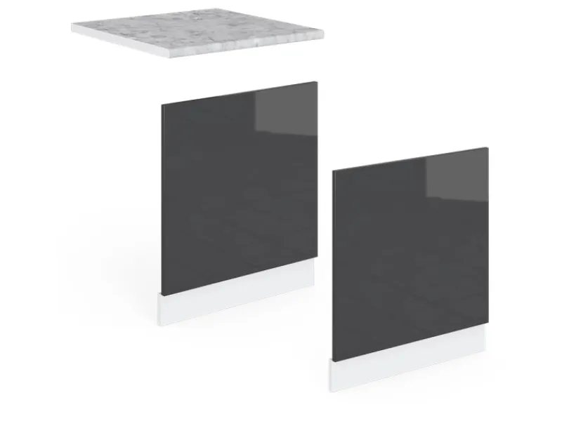 Einbauküchen<Vicco Frontblende R-Line Hochglanz/Weiß 60 cm ohne Arbeitsplatte