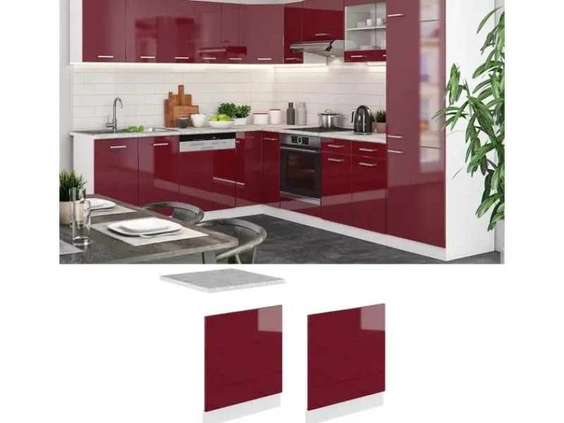 Online Vicco Frontblende R-Line Geschirrspüler Fronttür /Weiß 60 cm ohne Arbeitsplatte Rot