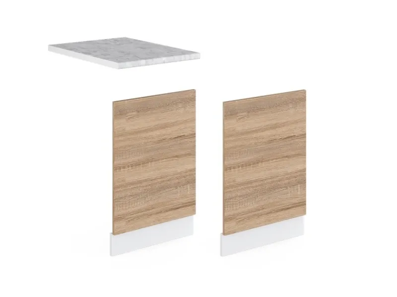 Discount Vicco Frontblende R-Line Geschirrspüler Fronttür Sonoma/Weiß 45 cm ohne Arbeitsplatte Sonoma Eiche
