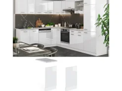 Clearance Vicco Frontblende R-Line Geschirrspüler Fronttür Hochglanz/ 45 cm AP Marmor Weiß
