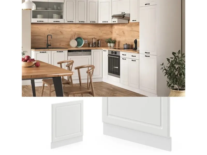 New Vicco Frontblende R-Line Geschirrspüler Fronttür Landhaus/ 60 cm ohne Arbeitsplatte Weiß