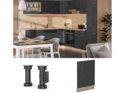 Vicco Frontblende R-Line Schwarz Beton/Goldkraft Eiche 45 cm ohne Arbeitsplatte< Einbauküchen