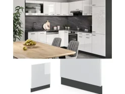 Einbauküchen<Vicco Frontblende R-Line Hochglanz/Anthrazit 60 cm ohne Arbeitsplatte
