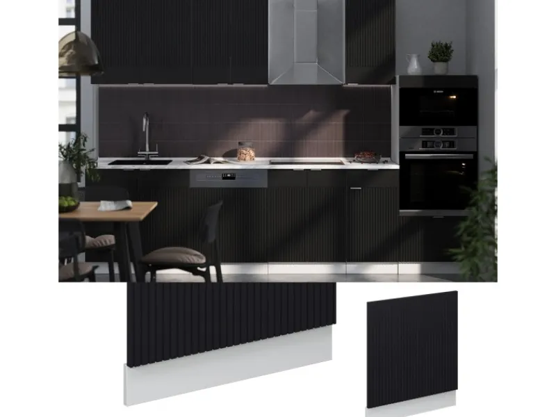 Hot Vicco Geschirrspülblende Fame-Line Gestreift 60 cm ohne Arbeitsplatte Schwarz