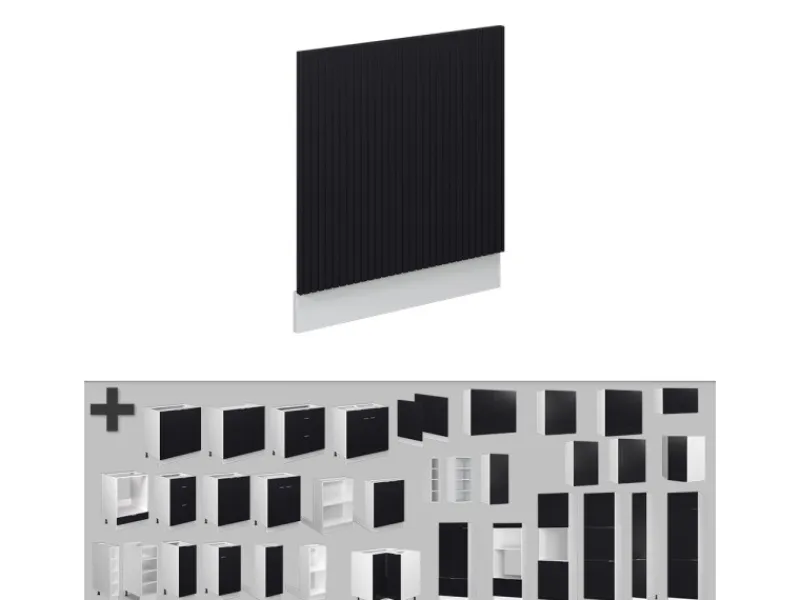 Hot Vicco Geschirrspülblende Fame-Line Gestreift 60 cm ohne Arbeitsplatte Schwarz