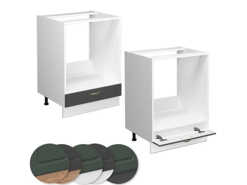 Einbauküchen<Vicco Herdumbauschrank Fame-Line Herdschrank -Gold/Weiß 60 cm AP Eiche