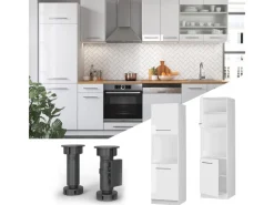 Vicco Herdumbauschrank Fame-Line Hochglanz/ 60 cm mit Offenem Regal< Kühlschränke|Kochfelder
