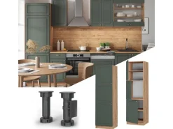 Outlet Vicco Herdumbauschrank Fame-Line Grün-Gold Landhaus/Goldkraft Eiche 60 cm Dunkelgrün