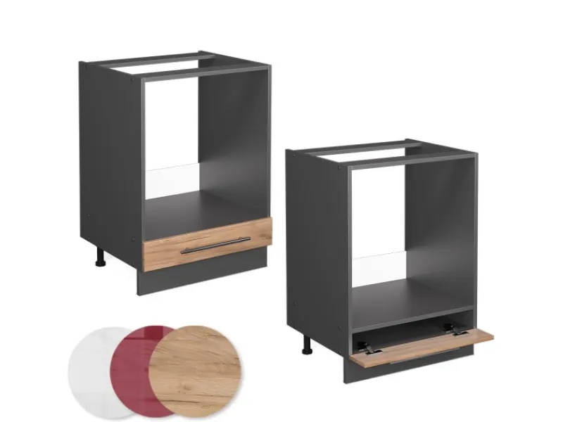 Vicco Herdumbauschrank Fame-Line Goldkraft /Anthrazit 60 cm AP Anthrazit< Einbauküchen