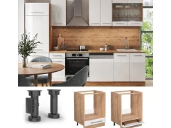 Discount Vicco Herdumbauschrank Fame-Line Hochglanz/Goldkraft Eiche 60 cm AP Eiche Weiß
