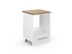 Hot Vicco Herdumbauschrank Fame-Line Herdschrank Hochglanz/ 60 cm AP Eiche Weiß