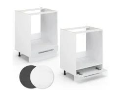 Hot Vicco Herdumbauschrank Fame-Line Herdschrank Hochglanz/ 60 cm AP Eiche Weiß
