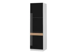 Vicco Herdumbauschrank Fame-Line Herdschrank Schwarz Eiche Hochglanz/Weiß 60 cm< Herde