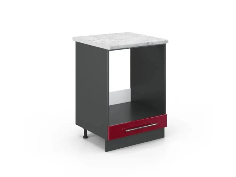 Herde|Kochfelder<Vicco Herdumbauschrank Fame-Line Bordeaux Hochglanz/Anthrazit 60 cm AP Marmor