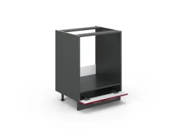 Herde|Kochfelder<Vicco Herdumbauschrank Fame-Line Bordeaux Hochglanz/Anthrazit 60 cm AP Marmor