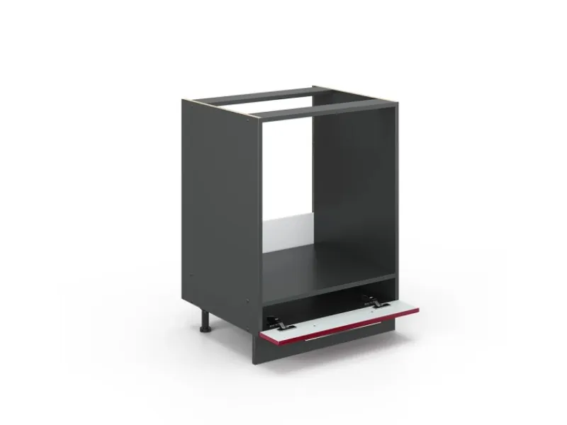 Herde|Kochfelder<Vicco Herdumbauschrank Fame-Line Bordeaux Hochglanz/Anthrazit 60 cm AP Marmor