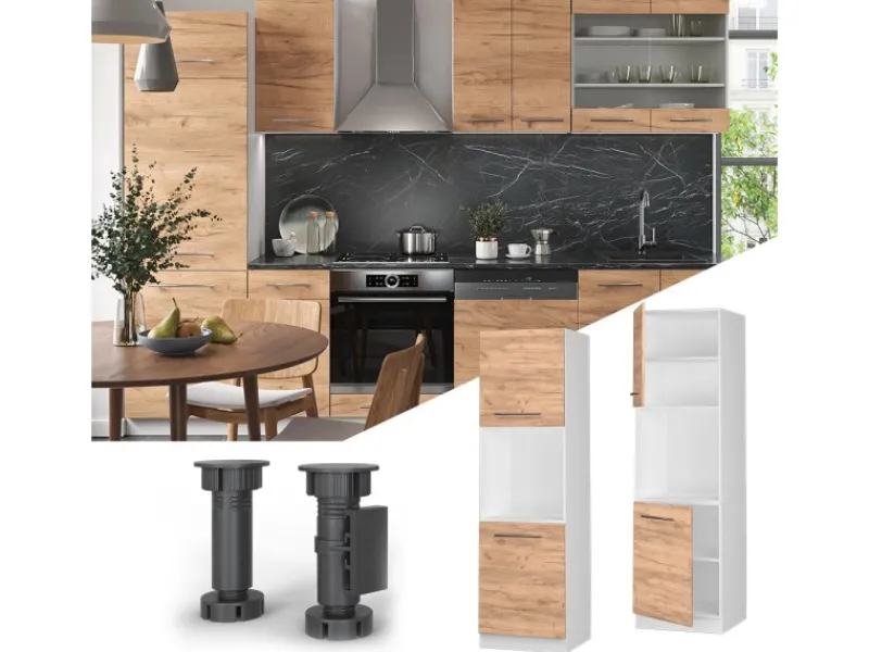 Vicco Herdumbauschrank Fame-Line Goldkraft /Weiß 60 cm mit Offenem Regal< Pantryküchen|Kücheninseln