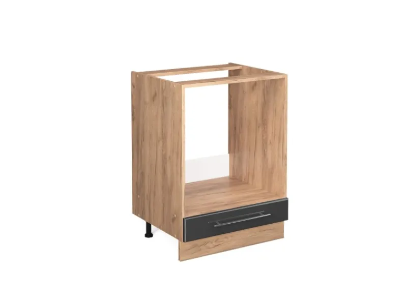 Outlet Vicco Herdumbauschrank Fame-Line Hochglanz/Goldkraft Eiche 60 cm ohne Arbeitsplatte Anthrazit