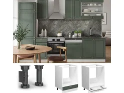 Vicco Herdumbauschrank Fame-Line Grün-Gold Landhaus/Weiß 60 cm ohne Arbeitsplatte< Einbauküchen