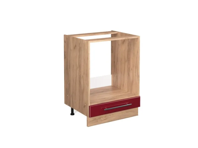 Einbauküchen<Vicco Herdumbauschrank Fame-Line Bordeaux Hochglanz/Goldkraft Eiche 60 cm ohne Arbeitsplatte