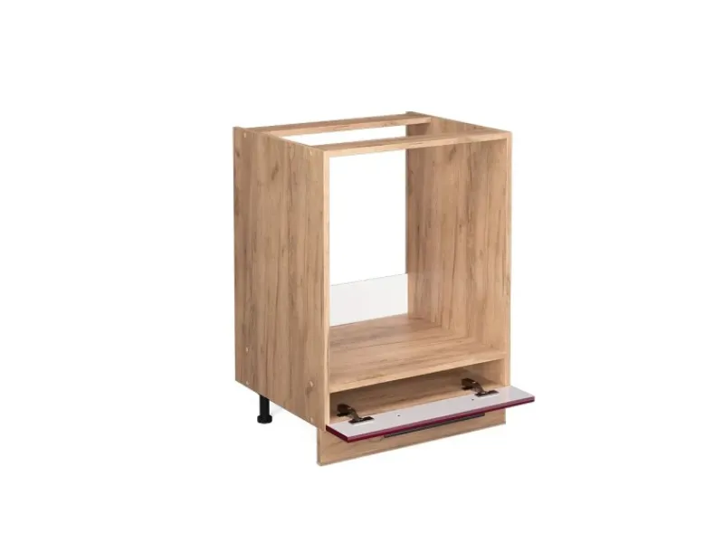 Einbauküchen<Vicco Herdumbauschrank Fame-Line Bordeaux Hochglanz/Goldkraft Eiche 60 cm ohne Arbeitsplatte
