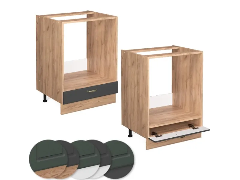 Best Vicco Herdumbauschrank Fame-Line -Gold/Goldkraft Eiche 60 cm AP Anthrazit