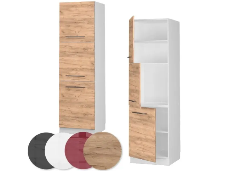 Kochfelder<Vicco Herdumbauschrank Fame-Line Herdschrank Goldkraft /Weiß 60 cm
