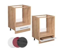 Küchenschränke|Einbauküchen<Vicco Herdumbauschrank Fame-Line Hochglanz/Goldkraft Eiche 60 cm ohne Arbeitsplatte