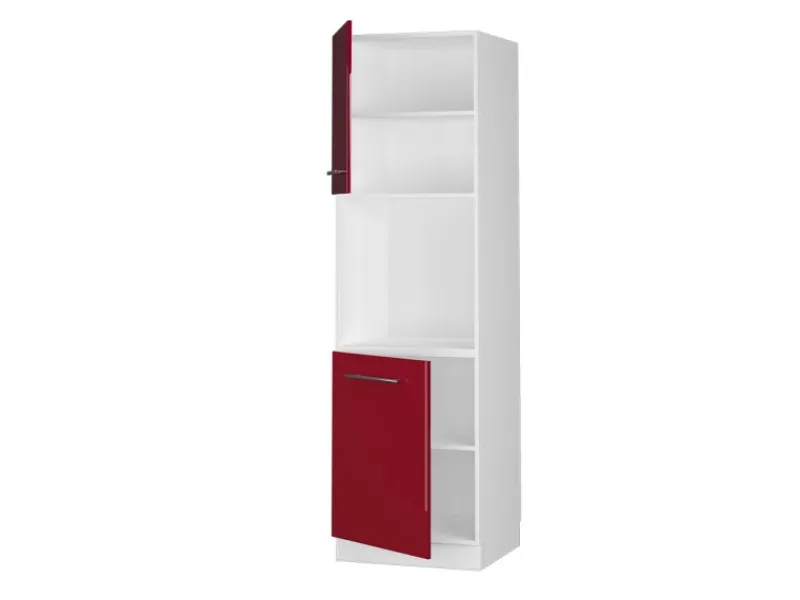 Vicco Herdumbauschrank Fame-Line Bordeaux Hochglanz/Weiß 60 cm mit Offenem Regal< Einbauküchen