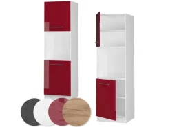 Vicco Herdumbauschrank Fame-Line Bordeaux Hochglanz/Weiß 60 cm mit Offenem Regal< Einbauküchen