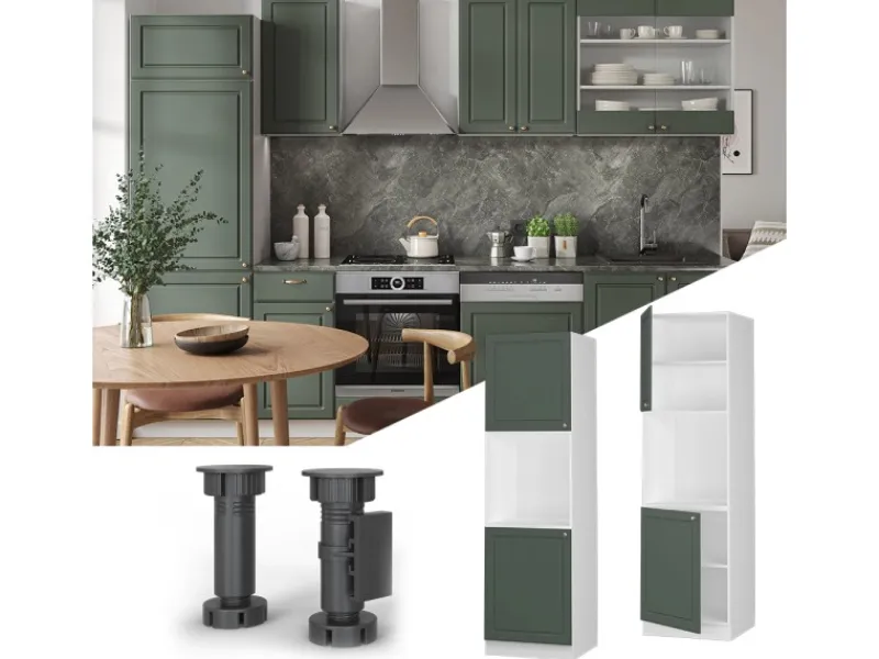 Vicco Herdumbauschrank Fame-Line Herdschrank Grün-Gold Landhaus/Weiß 60 cm Offen< Einbauküchen